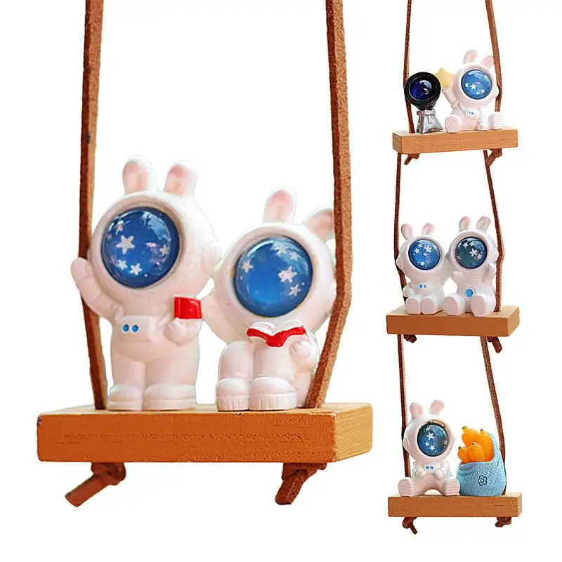 

Bunny Ornament Cute Space Rabbit Tree charm Pendant Funny Interior Mirror Accessories For Stores Walls Branches Homes Doors