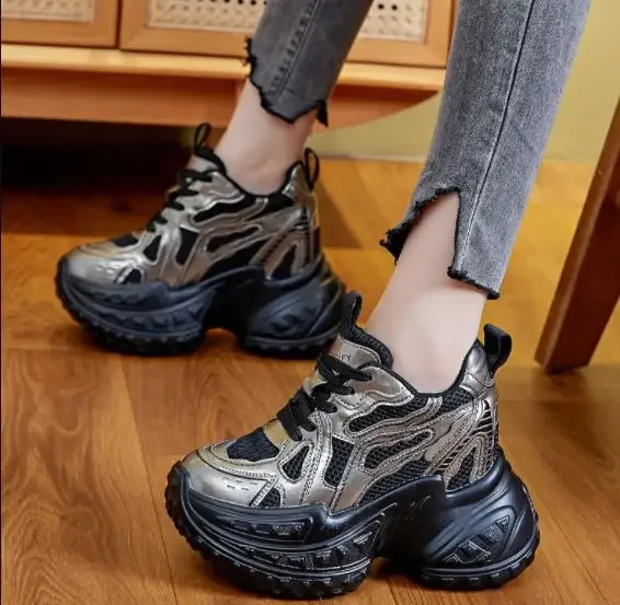 Весенняя обувь из микрофибры с воздушной сеткой 12 см весенняя 2025 года ботильоны