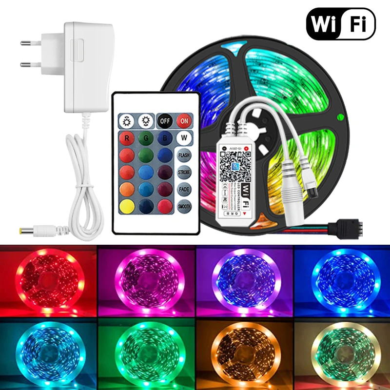 

12V WIFI app 5M LED strip light RGB5050 room LED light with computer room atmosphere light DIY indoor decoration
