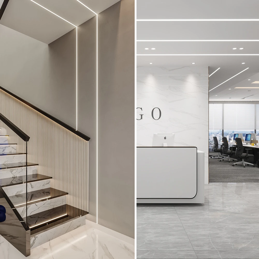 Алюминиевый светодиодный профиль, 1 м, встраиваемая светодиодная полоса ...