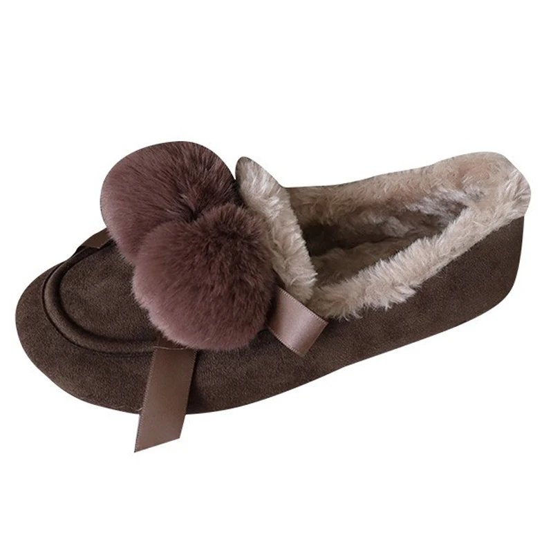 2022 Winter Fluffy Moccasin Faux Suede Fuzzy Flats Slip On House Plush Shoes Women Flock Loafers Casual Soft Faux Fur Slippers