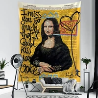 mona lisa graffiti tapestry wall hanging boho style psychedelic witchcraft hippie tapiz bedroom art home decor