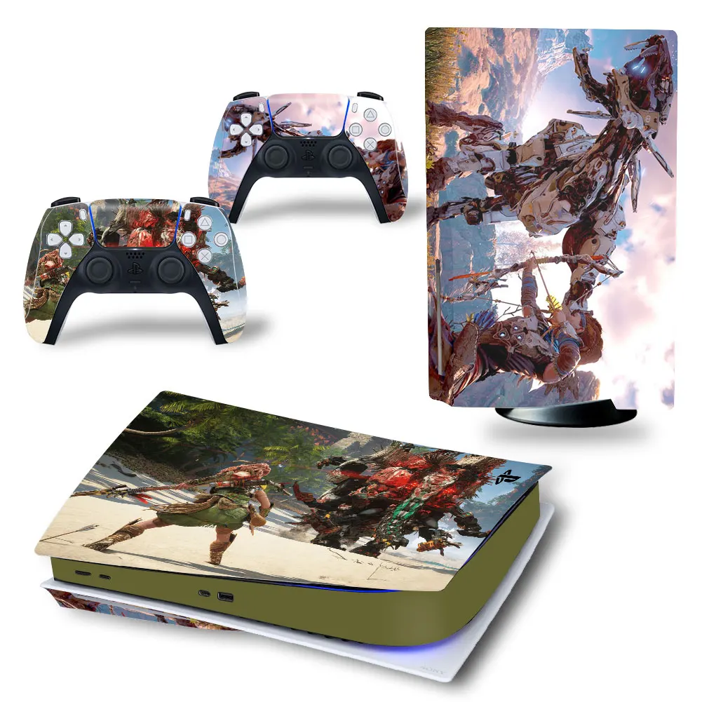Наклейка для PS5 UHD/CD-ROM версии Horizon Line наклейка консоли PlayStation 5 и 2 контроллера |