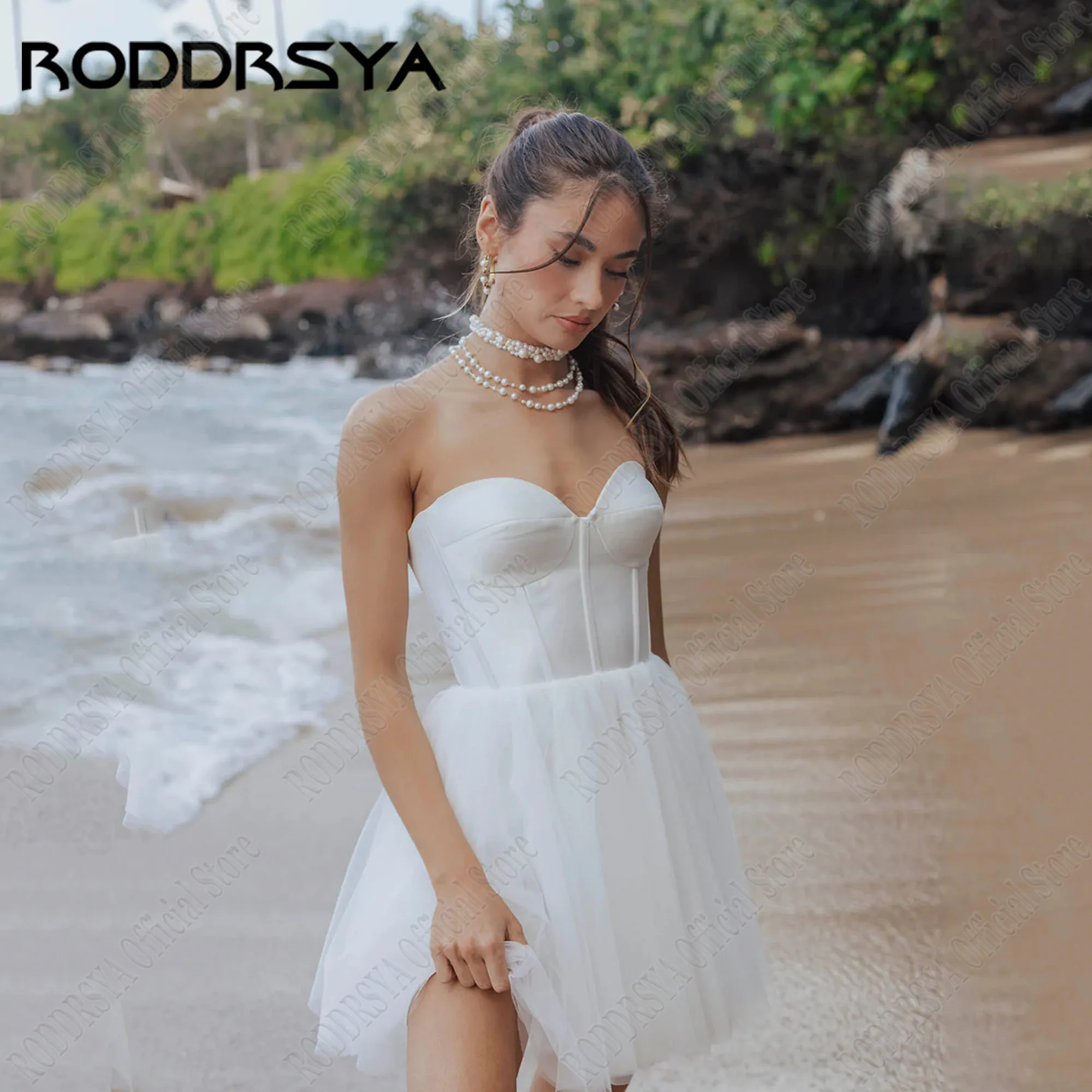 Короткое свадебное платье RODDRSYA, 2024, платье невесты без бретелек, а-силуэт, выше колена, без рукавов, простые свадебные платьяКороткое свадебное платье Roddrsya 2024 Невеста без плечевого пояса A (art.: 3920c7d1abfbc) - 3920c7d1abfbc