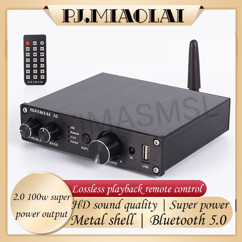 

AIYIMA SMSL 2.0 Stereo 200W TPA3116D2 Amplifier Bluetooth 5.0 USB Lossless Playback Remote Control TPA3116 HIFI Amplifier Audio