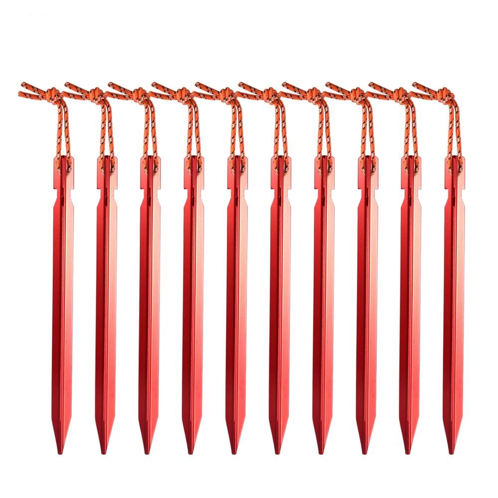 

6Pcs/lot 18cm Aluminum Canopy Tri-beam Tent Pegs Garden Stakes Ground Nail Heavy Duty With Reflective Cord Hammock Camping