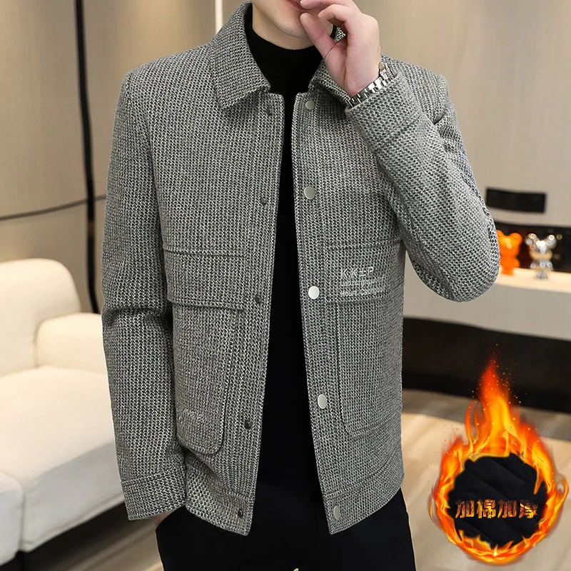 High Quality Woolen Jacket for Men Winter Casual Business Short Trench Coat Thicken Warm Social Streetwear Overcoat Men Clothing