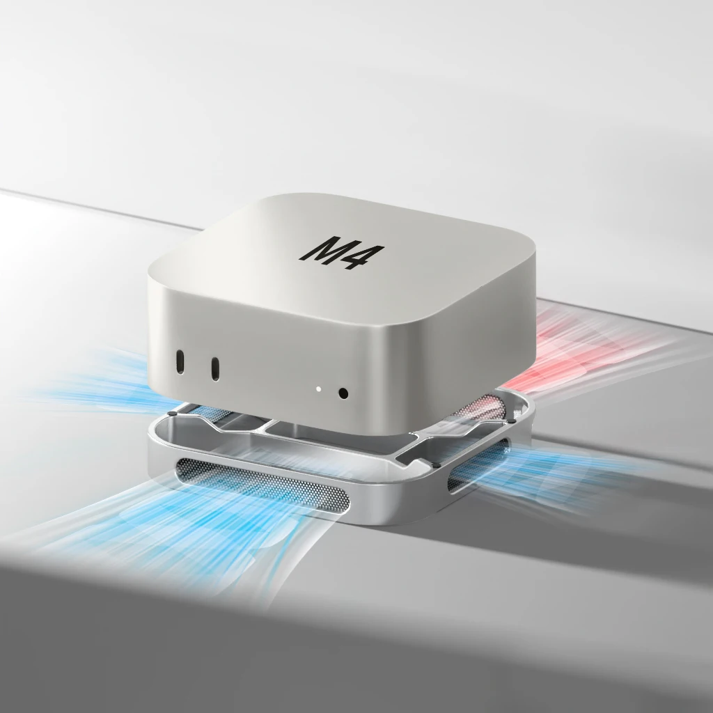 Фото Настольная подставка для Mac mini M4/M4 Pro, компьютерная подставка, пылезащитное основание, кронштейн для рассеивания тепла, охлаждающий держатель из алюминиевого сплава, док-станция №1