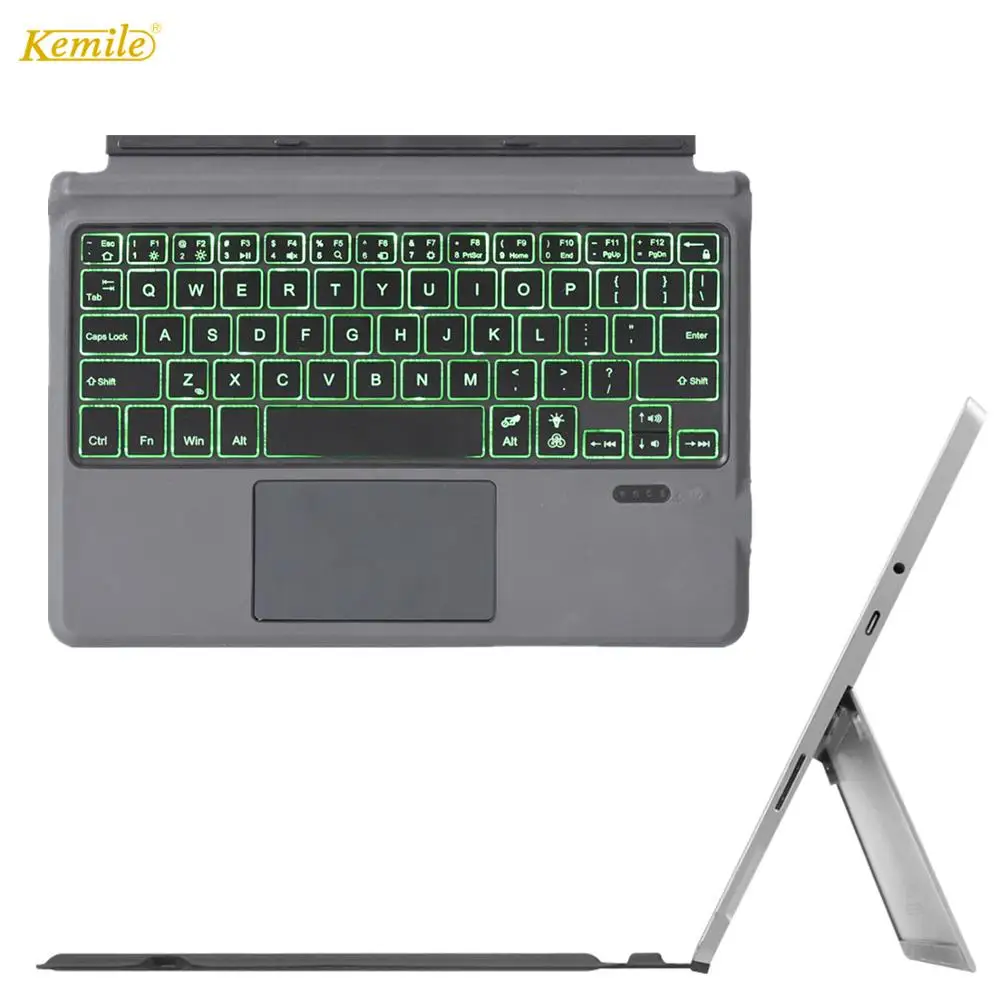 For Microsoft Surface Go 3 Bluetooth Keyboard Trackpad 7-color Led Backlit Portable For Surface Go 2 10 Inch