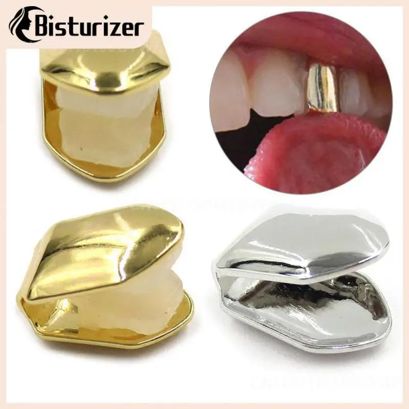 

Hot Gold Plated Small Single Tooth Cap Gold Plated Hip Hop Teeth Grillz Caps Top Or Bottom Grill False Teeth Whitening Tooth Cap