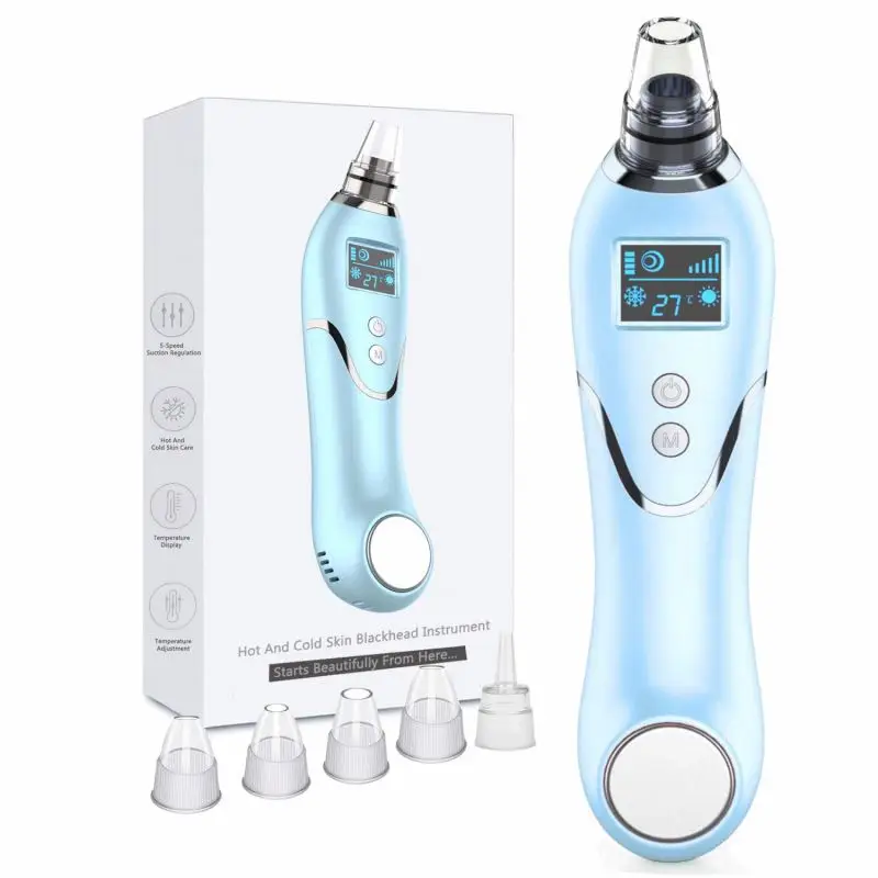

5 Level Pro Vacuum Pore Cleaner Blackhead Remover Hot Cold Electric Strong Suction Pore Vacuum for Nose Face Blackhead Remover