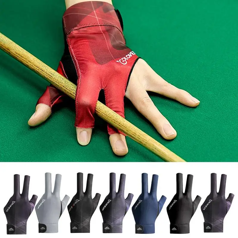 

3 Fingers Billiards Glove Left Hand Snooker Glove Non Slip Sport Fingerless Billiard Gloves Smooth Elasticity Sports Accessories