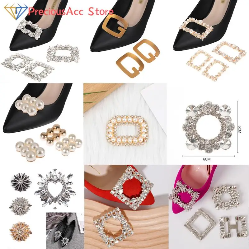 

1Pcs Shoe Clip Wedding Shoes High Heel Women Bride Pearl Rhinestone Shiny Decoration Clips Metal Shoe Buckle Shoe Accessory