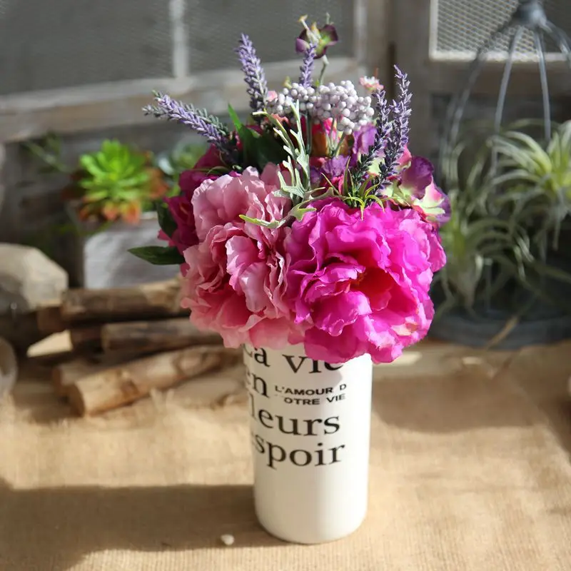 

Букет из искусственных пионов, шелковые розы, Букет пионов, украшение для стола, офиса, дома, свадьбы