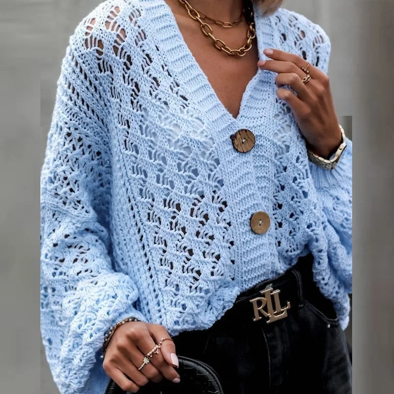 

2022 Spring Summer Women's Cardigan Sweater Clothing New Solid Color Wool Cardigan Outerwear Top Knittwear Full Sleeve Button