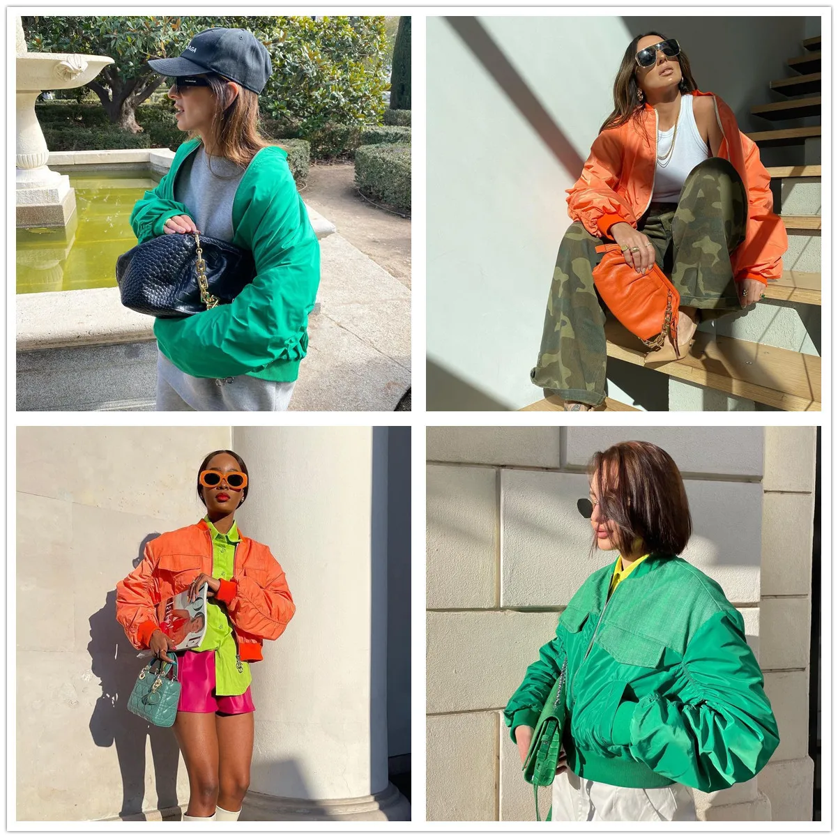 Укороченная однотонная куртка-бомбер Y2K с карманами женское свободное хлопковое