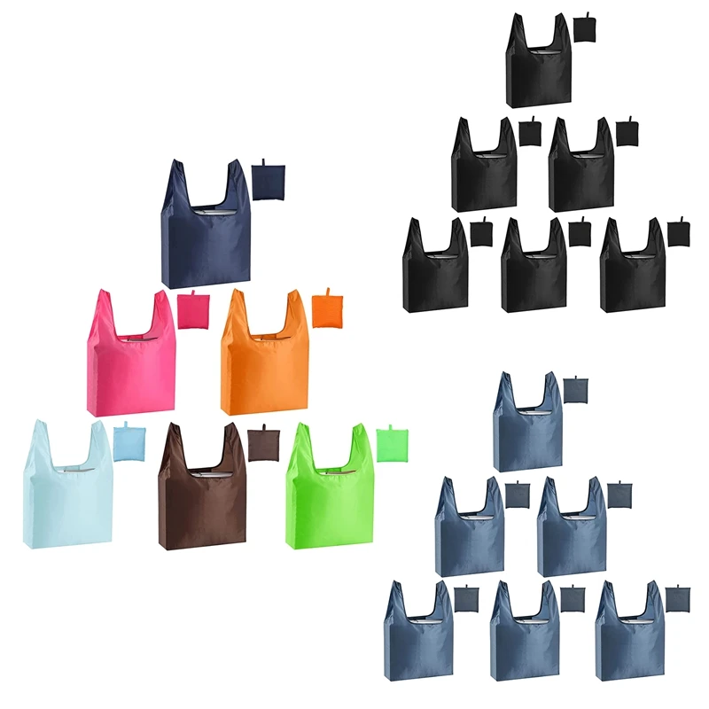 

Hot Kf-Large Reusable Bags Shopping Washable Foldable 6 Pack Grocery Bags Heavy Duty Lightweight Folding Gift Tote Bags