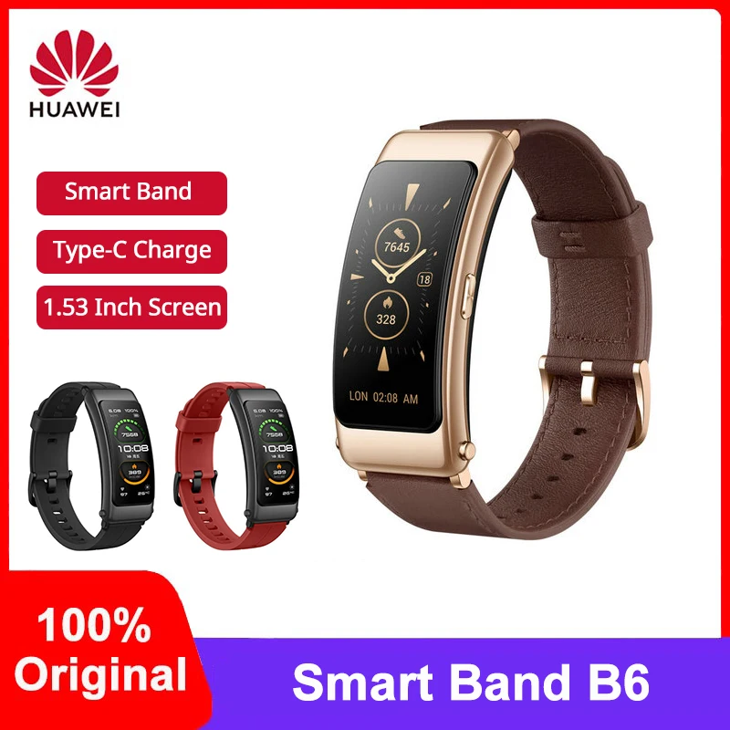 

Original Huawei Band B6 Talkband Bluetooth 5.2 Smart Bracelet Wearable Sports Wristbands 1.53 Inch Type-C Charge AMOLED Screen