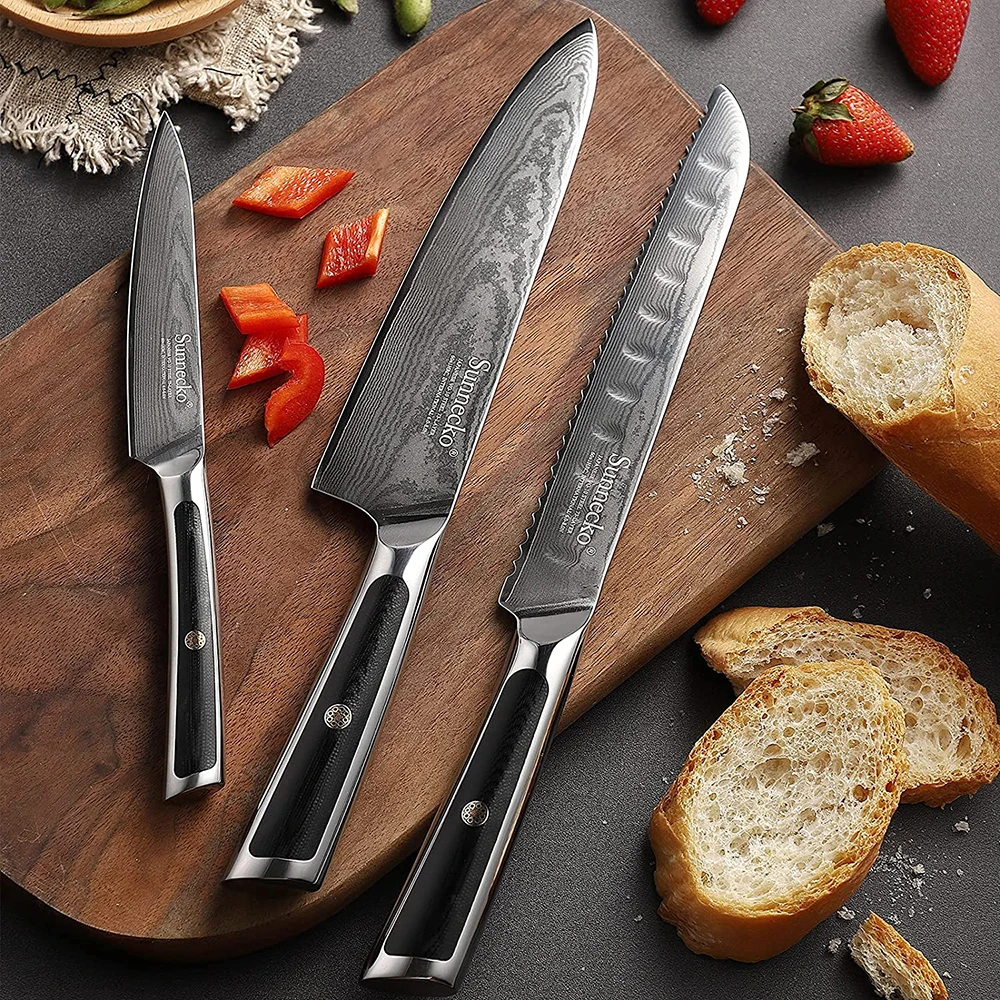 Набор кухонных ножей из дамасской стали SUNNECKO 8 Дюймов 5 дюймов