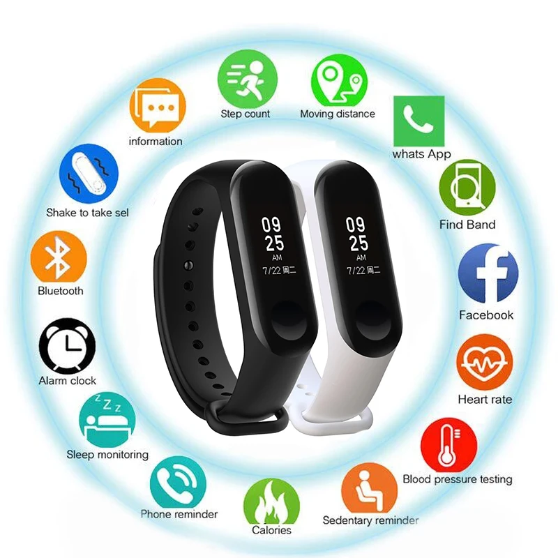 

Smart Sport Digital Watch Unisex Compatible Bluetooth Heart Rate Monitor Waterproof Touch Screen Silicone Strap Wristwatch