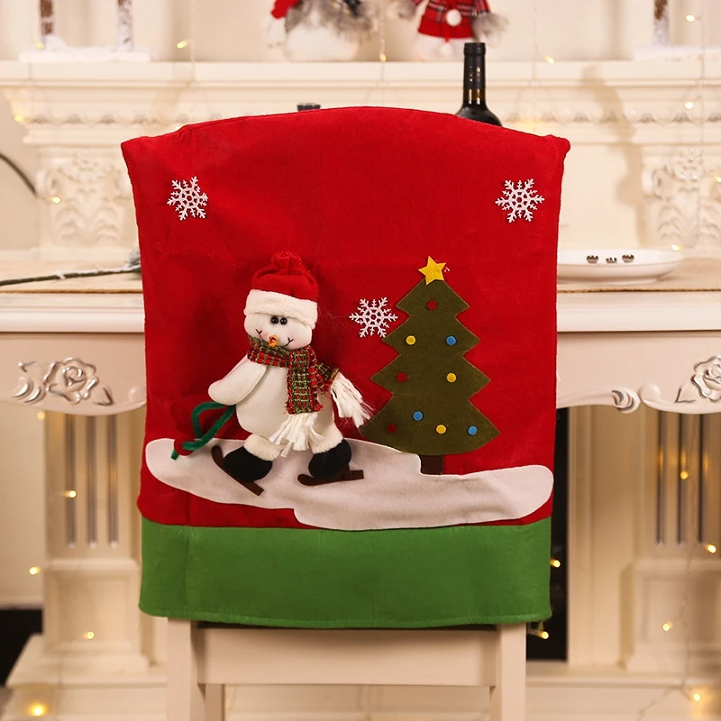 

Рождественский чехол на стул, 2 предмета, чехлы, тканевые украшения, эластичные чехлы на спинки стула, праздничные чехлы на спинки стула, Рождество