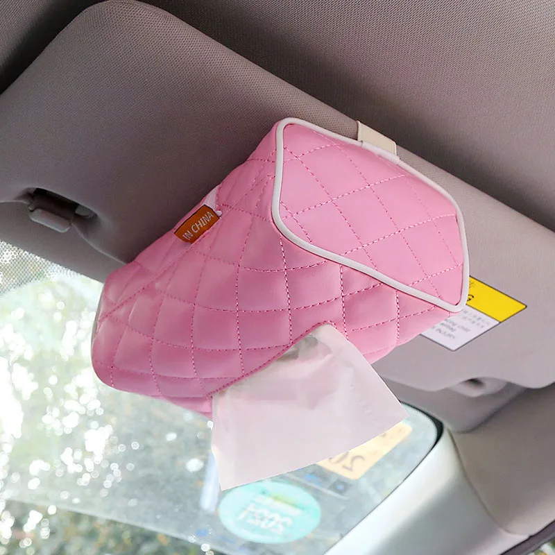 

Car Tissue Boxes Universal PU Leather Disposable Napkins Cover Sun Visor Chair Back Hanging Car Armrest Box Tissue Storage Case