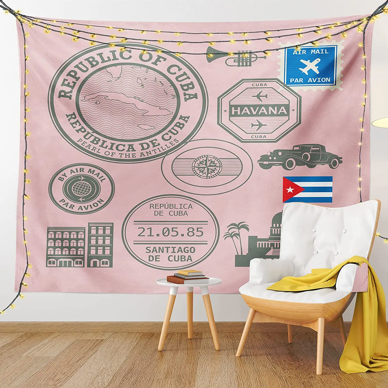 

Гавана гобелен, Республика Куба Гавана, искусственный паспорт, ВИНТАЖНАЯ фотография стены, Обложка для кровати