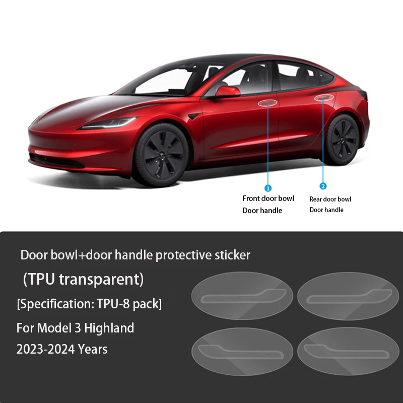 

Tesla Model 3 Highland 2024, Расширенная Защитная Пленка Для Передней И Задней Двери, Невидимая Автомобильная Одежда