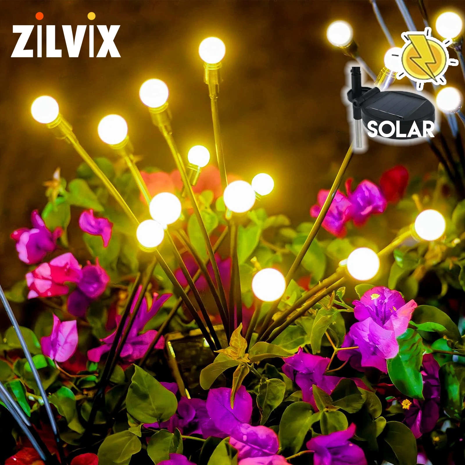 

Zilvix Solar Firefly Lights Outdoor Waterproof Led Garden Lawn Lamp Swing By Wind Sunlight Landscape Courtyard Patio Decoration
