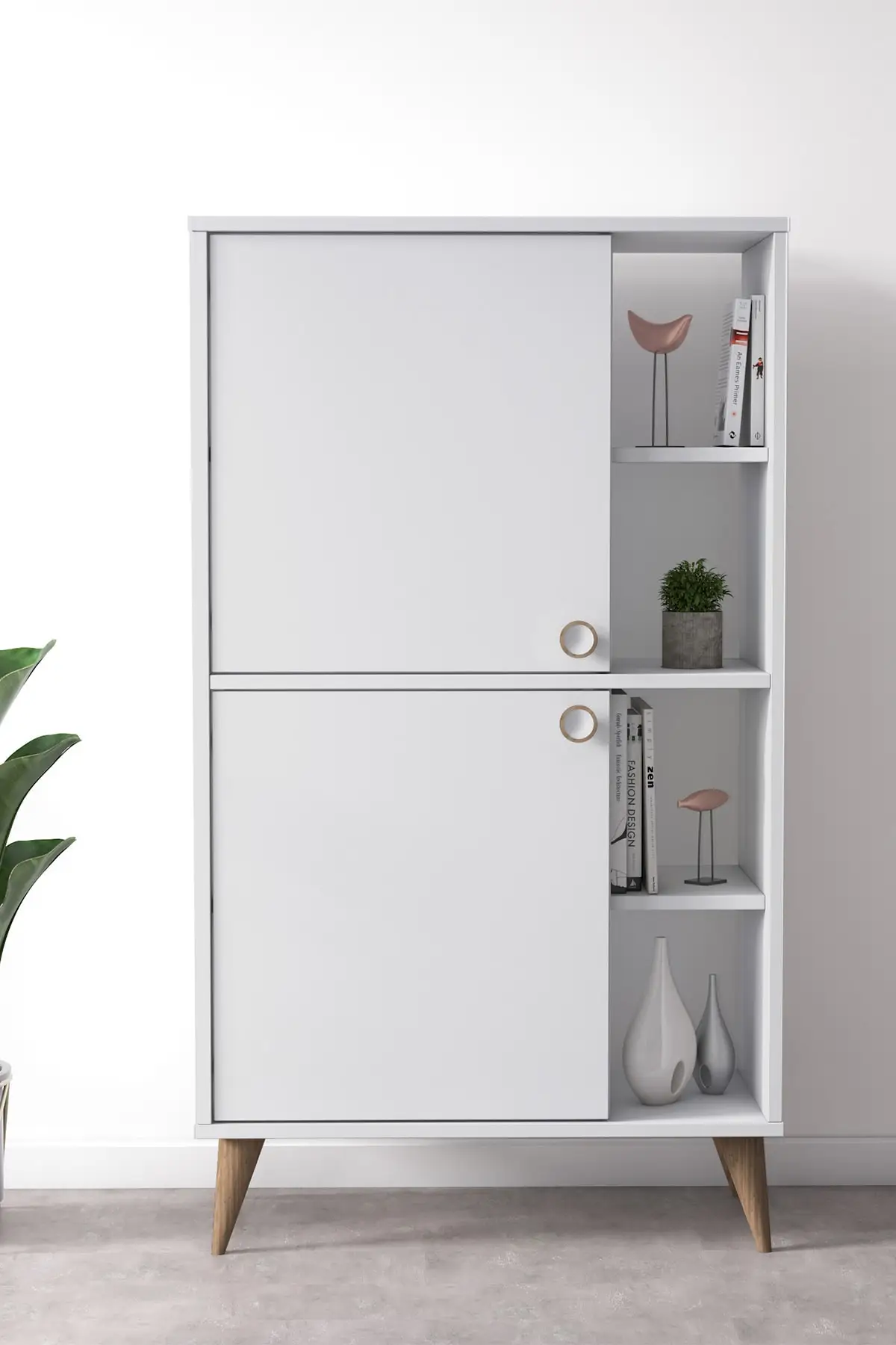 

High Cabinet Clamshell Shelves Opaque White