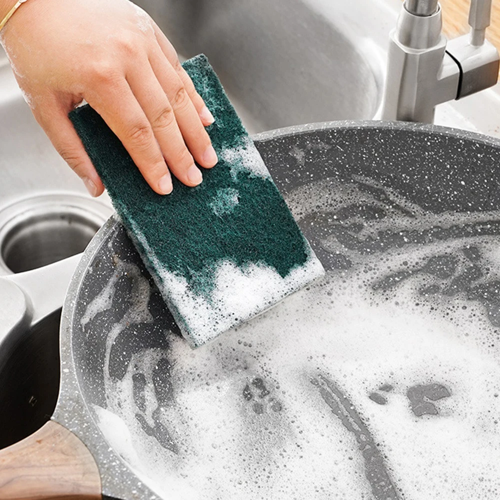 

5/10pcs Nylon Emery Scouring Pad Dish Cloth Non-stick Cleaning Cloth Kitchen Household Dish Washing Cloth Rust Removal Brush