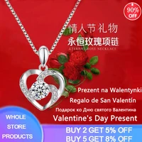 valentine day gift original tibetan silver s925 heart connected heart with cz pendant necklace for girlfriend fashion jewelry