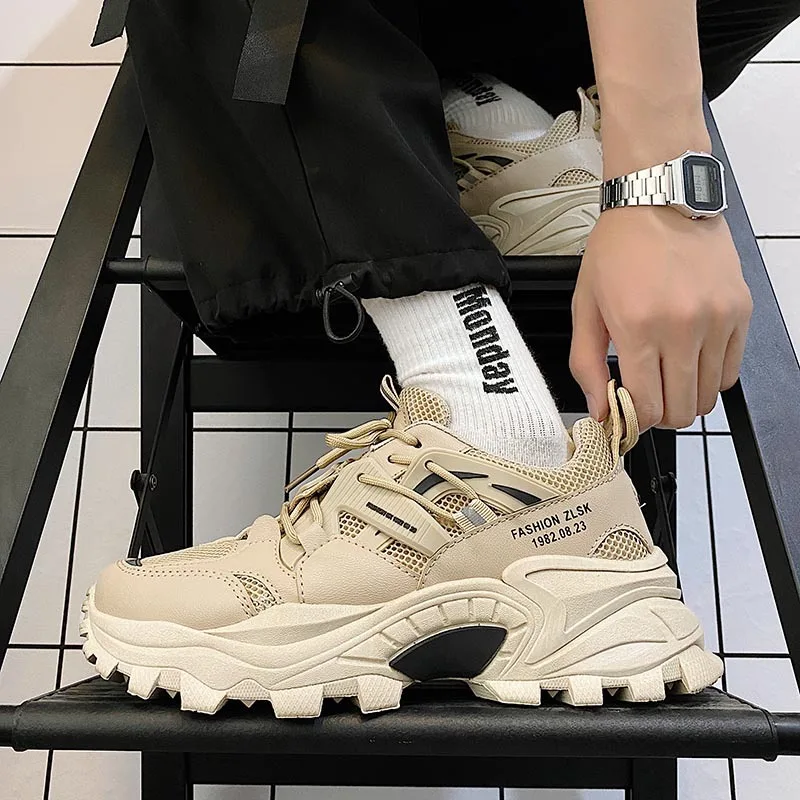 NEW Mens Sneakers Breathable Damping Sports Shoes Couple Casual Shoes Thick Sole Running Walking Shoes Trainers Sport Sneakers