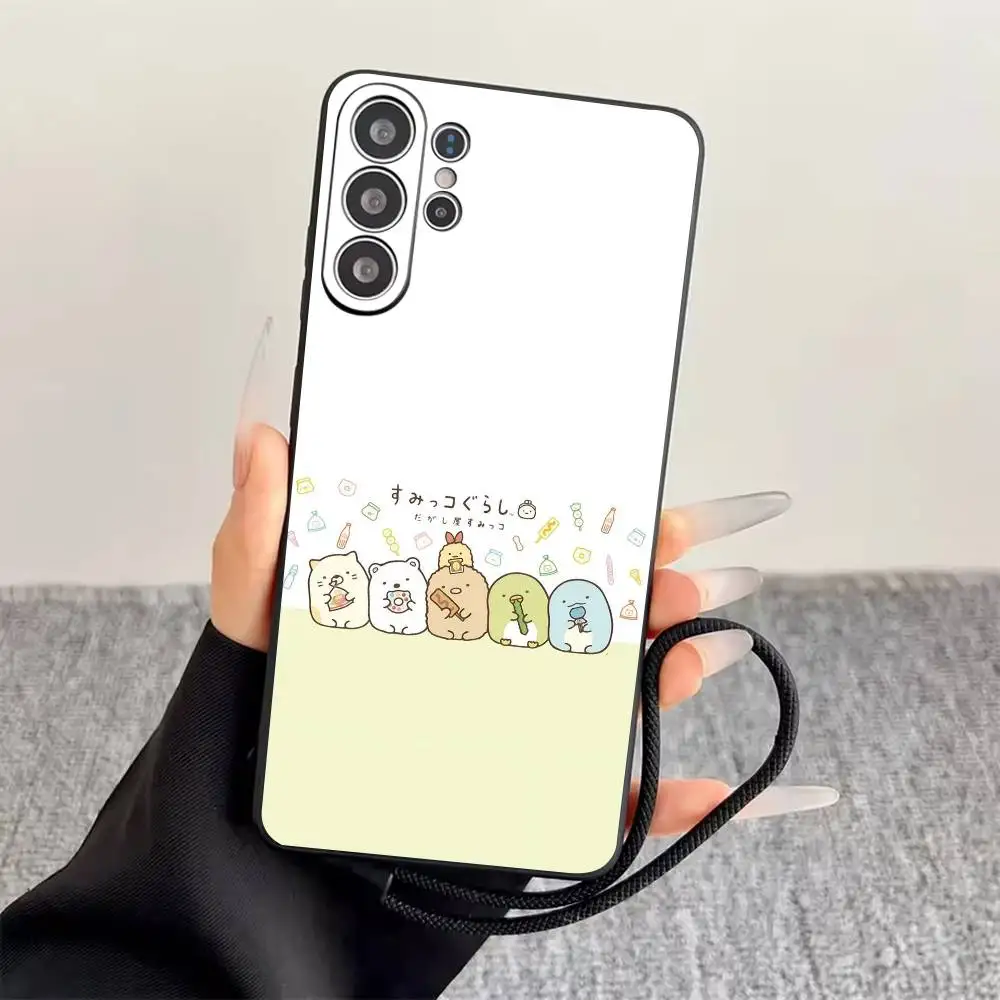Фото Чехол для телефона S-Sumikko Gurashi для Samsung S25, S24, S21, S22, S23, S30, Ultra, S20, Plus, Fe, Lite, Note, 10, черный чехол в подарок. №4