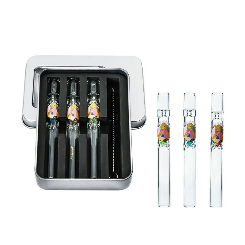 

Personality Creative Color Diamond Smoking Mouth Glass Tobacco Pipe with Cleaning Brush Set Smoking Set 3pcs/Set