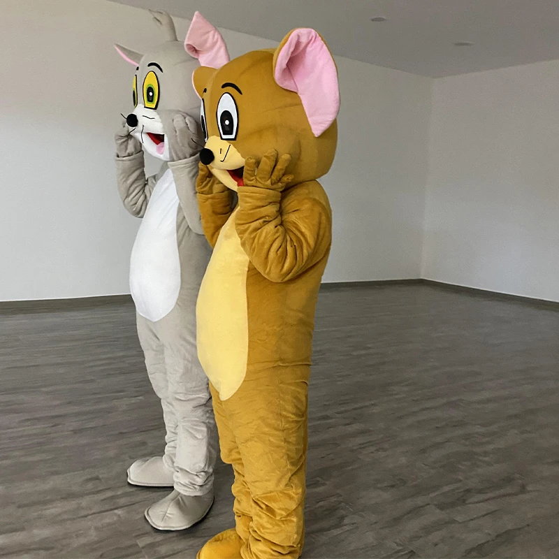 Костюм-талисман Серая кошка и тигр мультяшная кукла аниме персонажи косплей