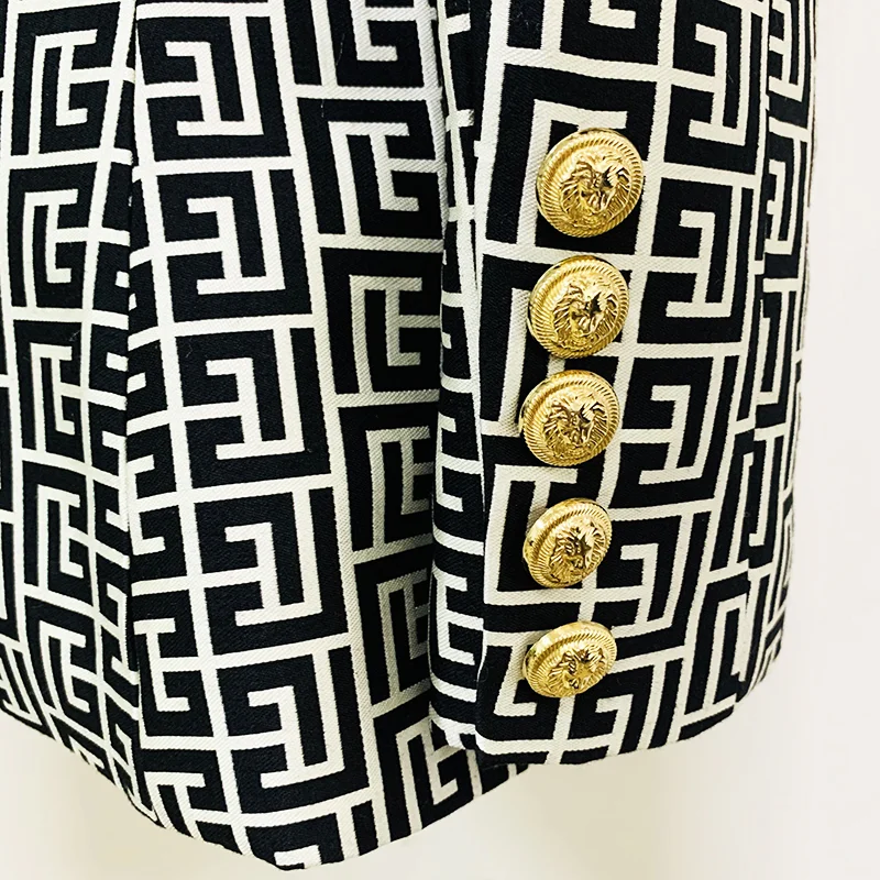 HIGH QUALITY 2023 Designer Jacket Women's Double Breasted Shell Buttons Contrast Top Stitching Slim Fitting Blazer