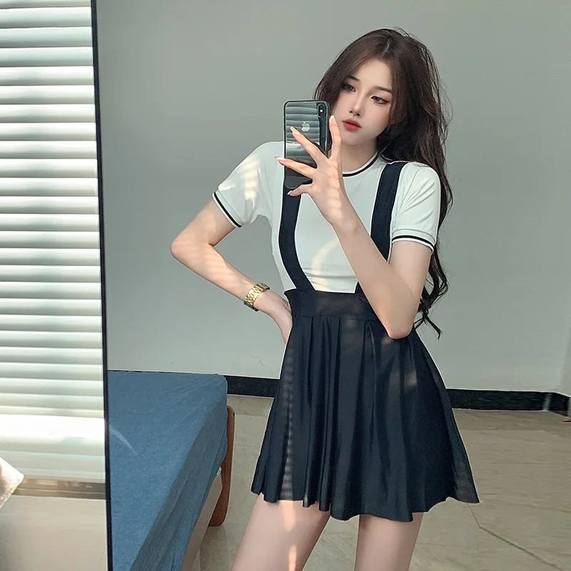 

Big Size Swimsuit Dress Bath For Women Two Piece Bikini 2022 Tankini New Female Skirt Ins Web Pure Bathing Suit With Short