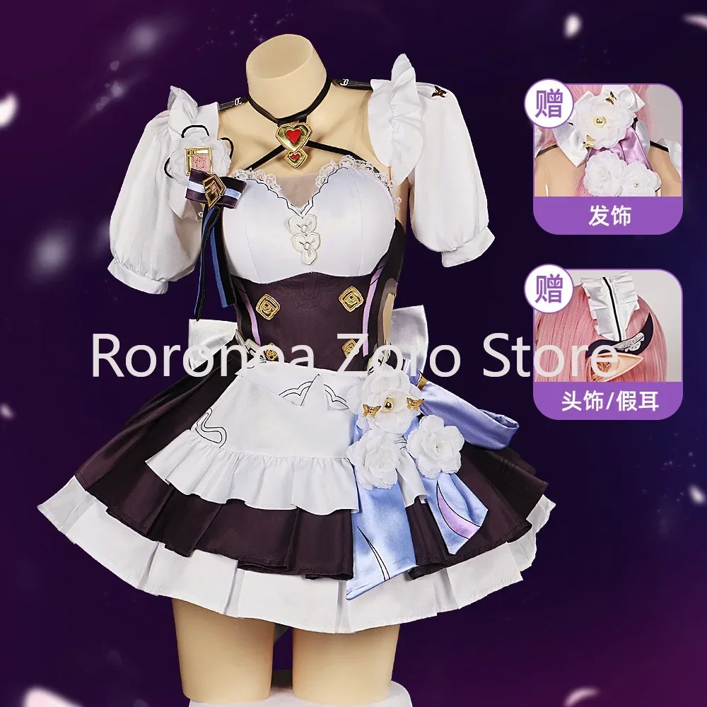 

Elysia Cosplay French Maid Costume Honkai Impact 3 Carnival Uniform Wig Anime Halloween Costumes Men Game