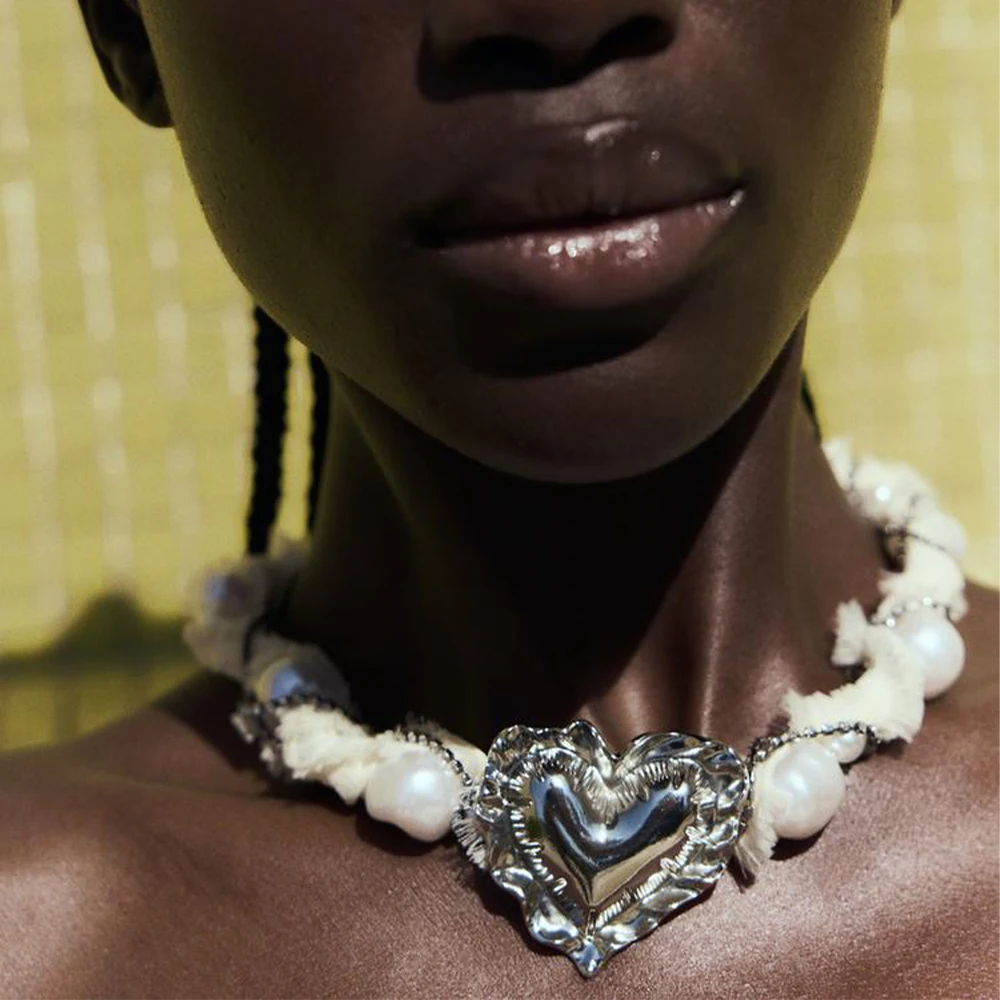 Женский винтажный комплект из колье и сердца с искусственным жемчугом