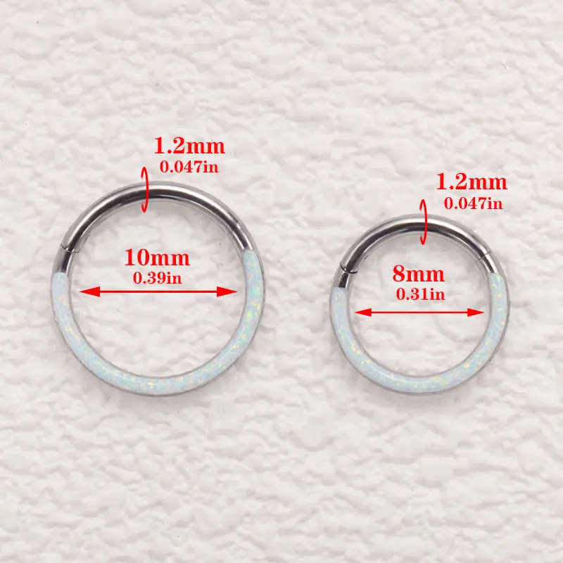 G23 Titanium Septum Pierced Nose Ring Opal Hinge Segment Clicker Ear Cartilage Earring Spiral Lip Pierced Anodized Body Jewelry