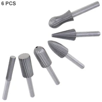 6pcs 6mm shank tungsten steel rotary file cutter engraving grinding bit rotary tools for woodworking carving cutter tools