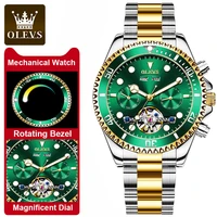 2022 olevs luxury automatic mechanical watch for men waterproof stainless steel wristwatch green water ghost clock 6605