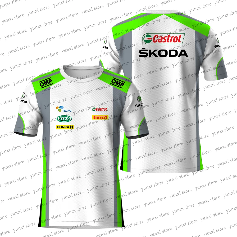 

2023 New Outdoor Extreme Sport WRC Rally SKODA Team Jersey Fashion Oversized T-shirt Breathable Sports Top Hot Sale Short Sleeve