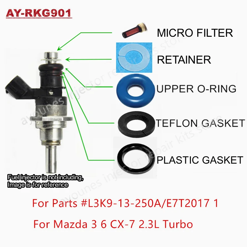 

80 компл./400 шт. для Mazda 3 6 CX-7 2,3 Turbo GDI комплекты для ремонта топливных форсунок для L3K9-13-250A E7T2017 1