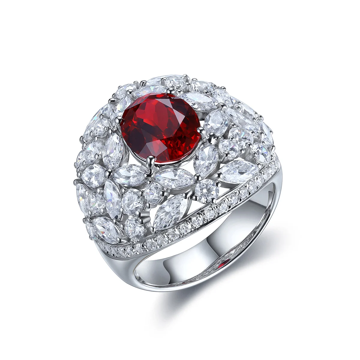 

Zhanhao High quality Manufacturer Price Lab Grown Ruby Jewelry Crown Luxury Design S925 Silver Ring For Daily Wear