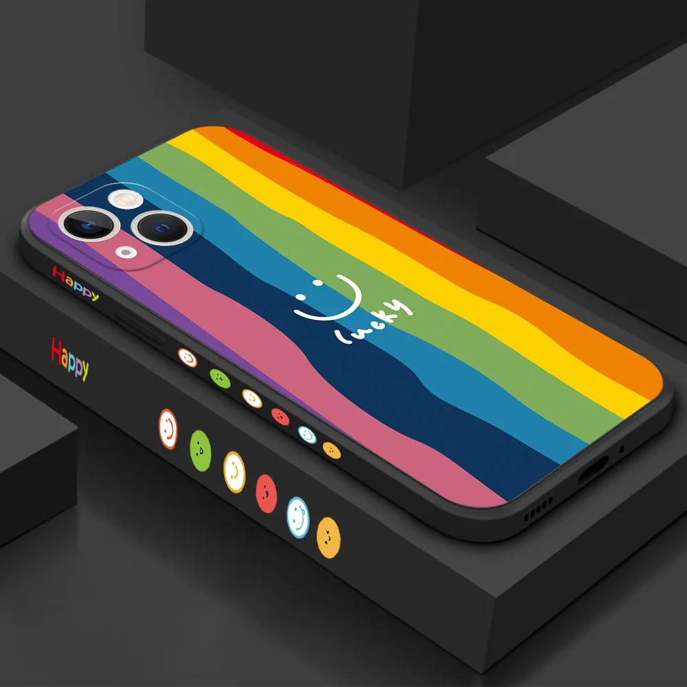 

Rainbow Silicone Phone Case For iPhone 14 13 12 11 Pro Max 14 Plus 14Pro 13 Mini XS Max XR X 7 8 6 6S Plus Cover Full Protection