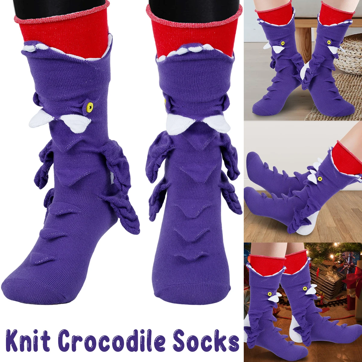 

New Knit Animal Socks Knit Socks Cute Novelty Funny Socks Warm Animal Floor Socks Christmas Knit Crocodile Shape Socks Unisex