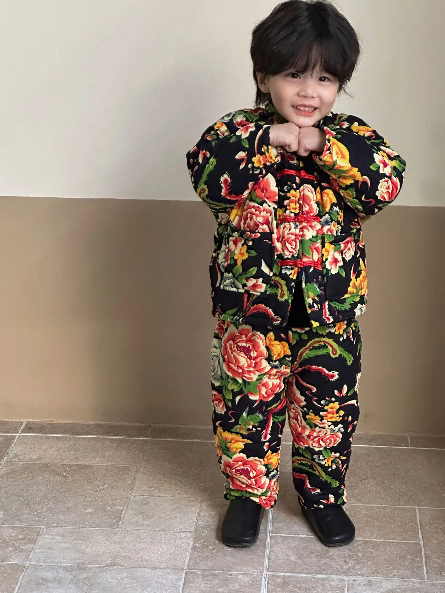 Детское платье Тан Dongbei цветок китайская ветровая куртка на хлопковой подкладке