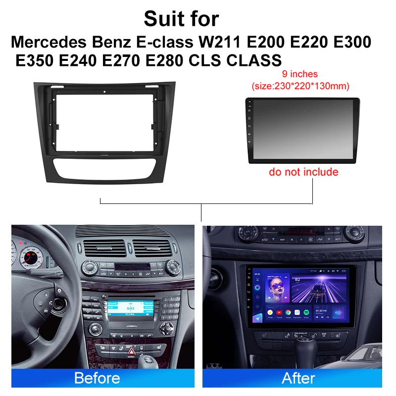 Автомагнитола для Mercedes Benz E-class W211 E200-E350 CLS CLASS, Android 2 Din, комплект для установки с рамкой и лицевой панелью (art.: 3920db5d5ad6c) - 3920db5d5ad6c